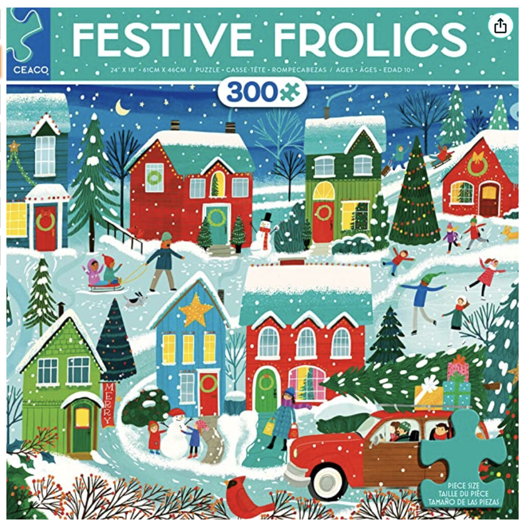 puzzle with a christmas village scene